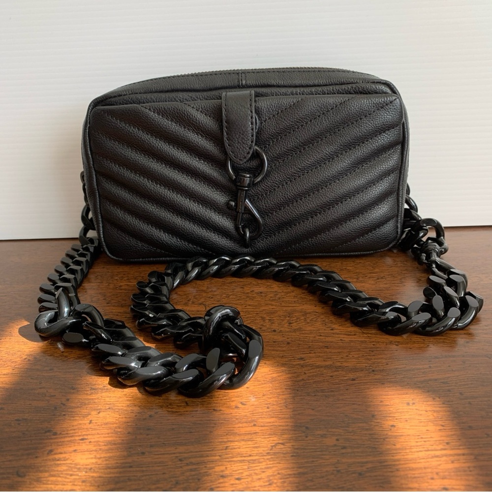 Rebecca Minkoff Edie Belt Bag Genuine Leather In Black/Black Hardware MSRP $248